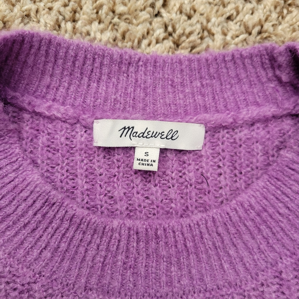 Madewell Ribbed Crewneck Sweater Heather Amethyst Purple Alpaca Size Small - Picture 3 of 5